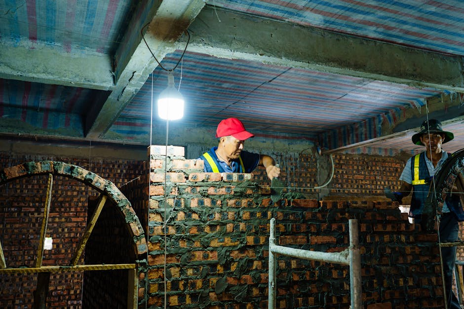 Travaux de bricklaying construction wall