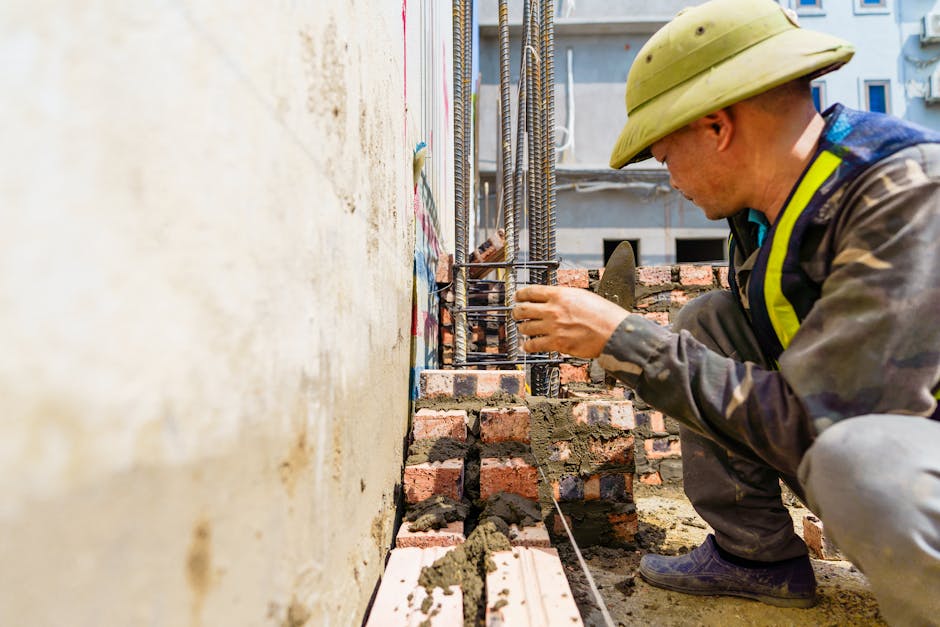 Travaux de bricklaying construction wall