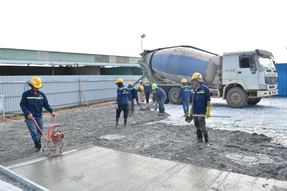 Chantier de devis dalle béton