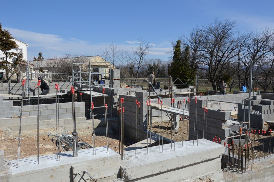 Travaux de cinder block construction