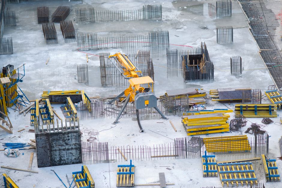 Travaux de floor slab construction