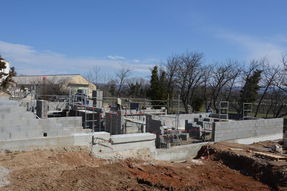 Travaux de cinder block construction